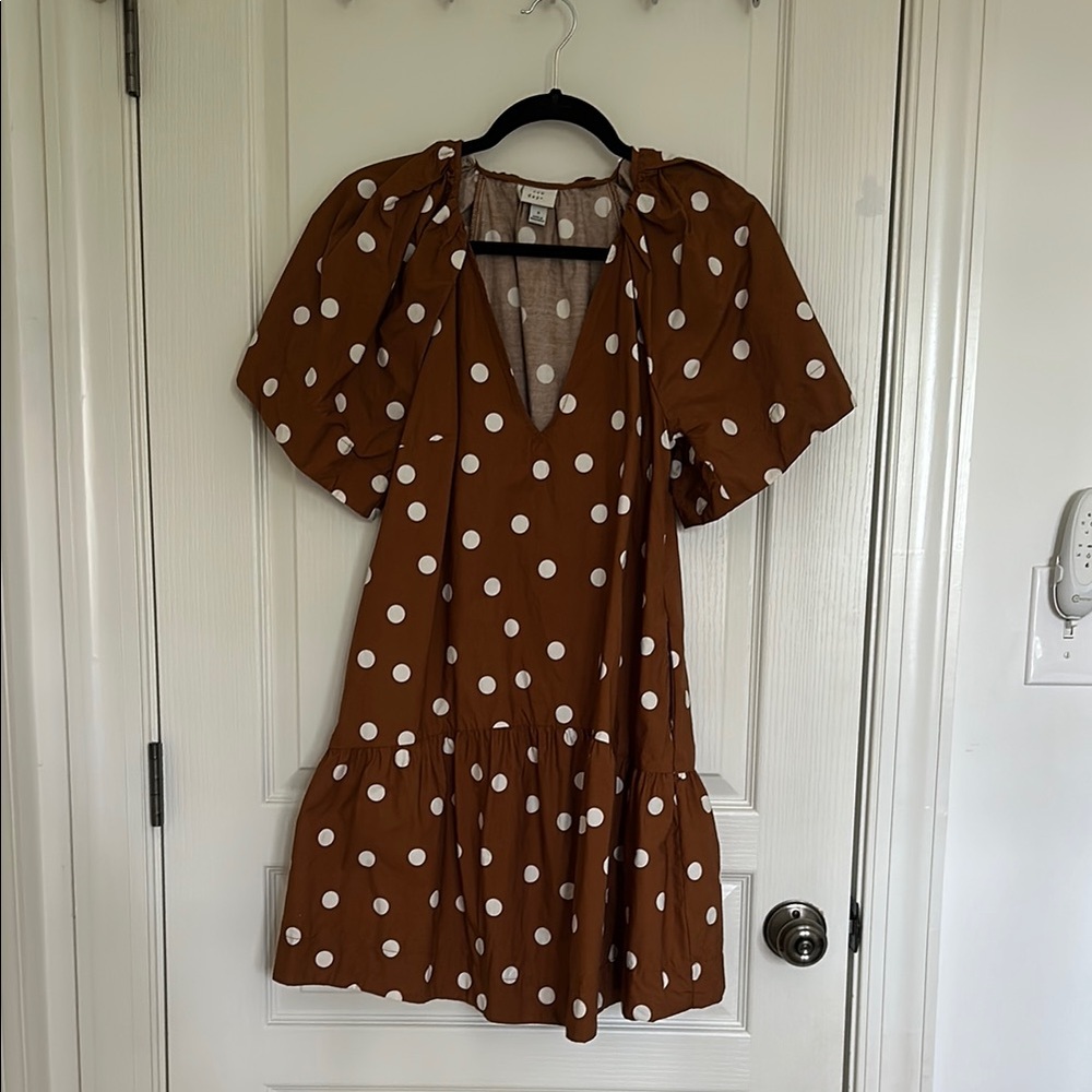 A New Day Brown Polka Dot Dress